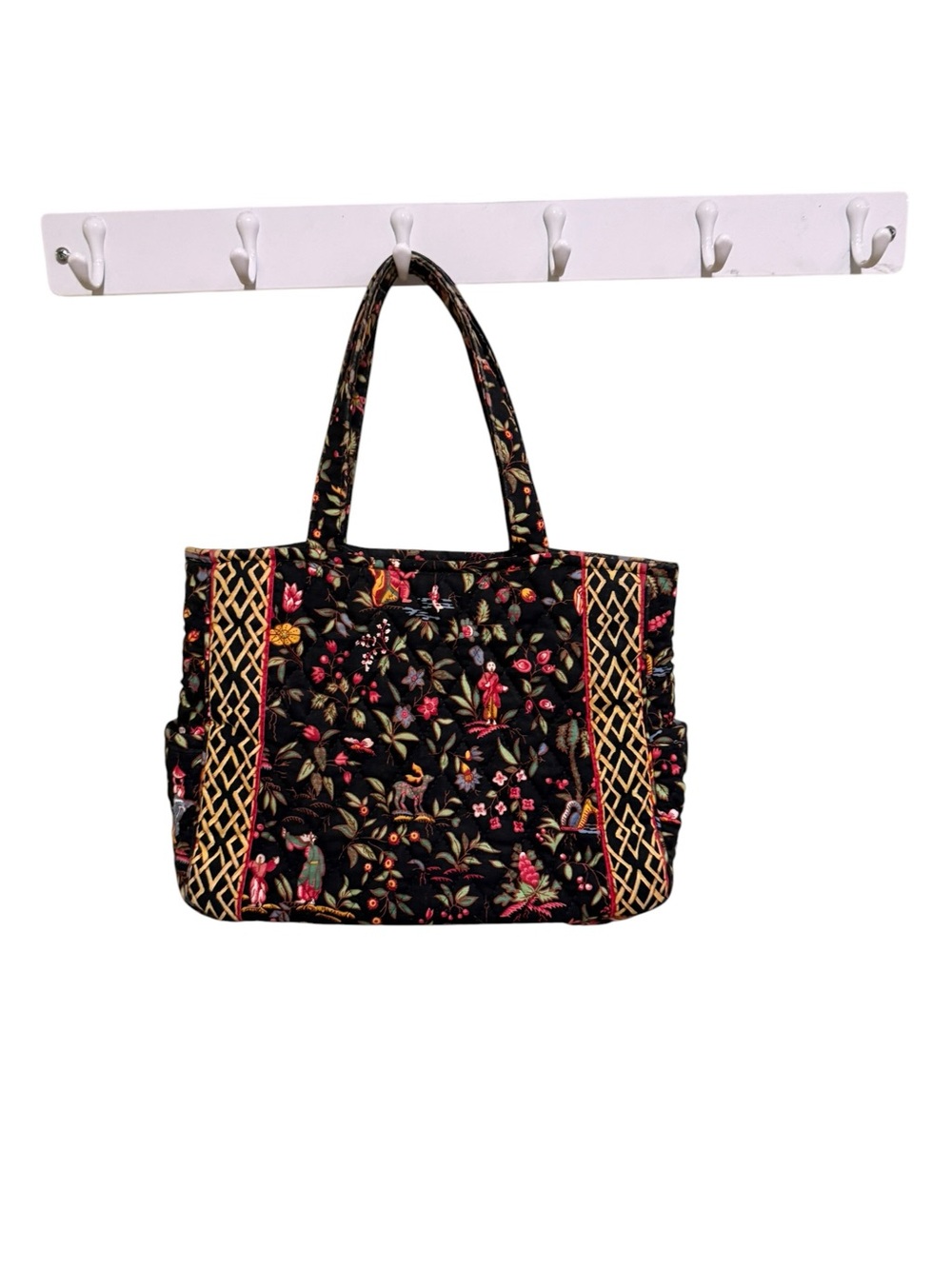 VINTAGE Vera Bradley Ming Tote (Retired 2001 Black Floral Pattern) - Like New